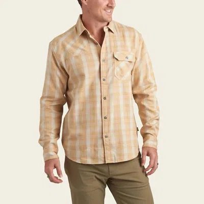 Howler Brothers Me's Harkers Flannel Shirt In Barrett Plaid Faded Sun In Beige