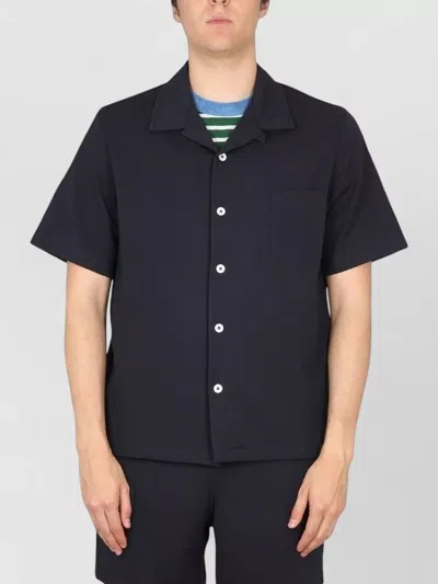 Howlin' Bowling Neck Shirt Chest Pocket Textured In Blue