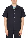 Howlin' Cotton Shirt Bowling Neck Short Sleeves In Blue