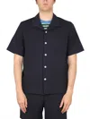 Howlin' Cotton Shirt Bowling Neck Short Sleeves In Blue