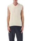 Howlin' Sleeveless V-neck Knit Vest In Neutral
