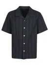 Howlin' Cotton Shirt Short Sleeves Striped Design In Black