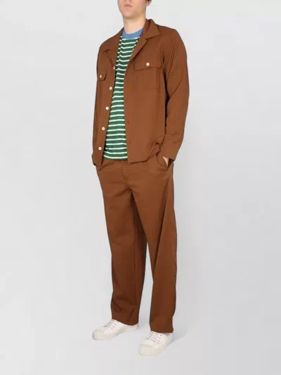 Howlin' Cotton Shirt Bowling Neck Chest Pockets In Brown