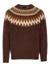 Howlin' Geometric Pattern Crewneck Sweater Long Sleeves In Brown