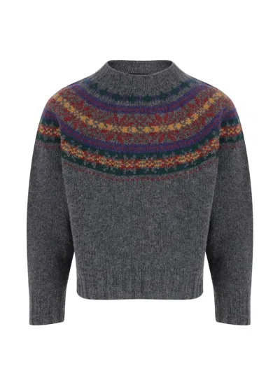 Howlin' Fair Isle Virgin Wool Sweater In Gray