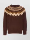 Howlin' Geometric Pattern Crewneck Sweater Long Sleeves In Brown