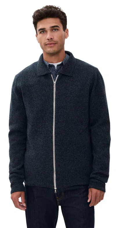 Howlin' High Pressure Zip Wool Cardigan Cosmo Mix In Blue