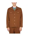 Howlin' Bowling Neck Cotton Shirt In Brown