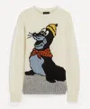 Howlin' Cartoon Graphic Crewneck Sweater With Long Sleeves In White