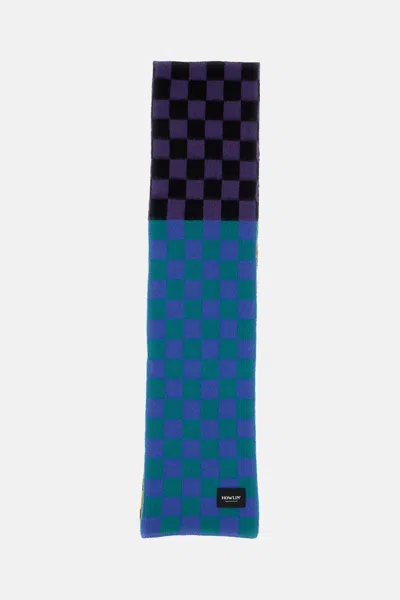 Howlin' Multi-color Checked Wool Scarf In Blue
