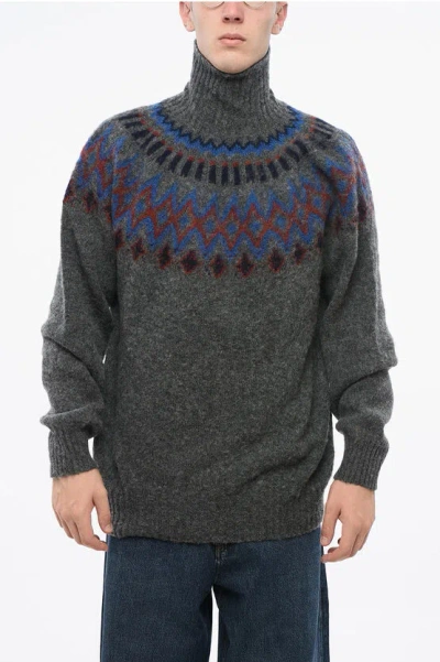 Howlin' Patterned Pure Wool Oxford Turtleneck Sweater