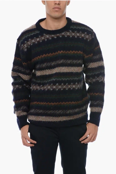Howlin' Patterned Wool Crew-neck Sweater In Blue