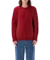 Howlin' Classic Red Wool Sweater With Crew Neckline And Ribbed Detailing In Red