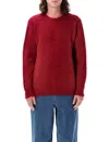 Howlin' Classic Red Wool Sweater With Crew Neckline And Ribbed Detailing In Rosy