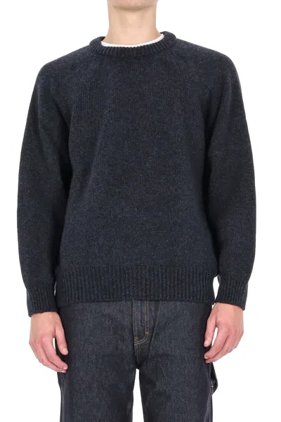 Howlin' Shetland Boxy Fit Wool Crewneck Sweater In Blue