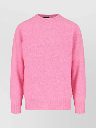 Howlin' Soft Textured Crewneck Sweater With Ribbed Cuffs In Pink
