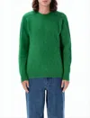 Howlin' Solid Green Wool Sweater With Classic Crew Neckline In Green