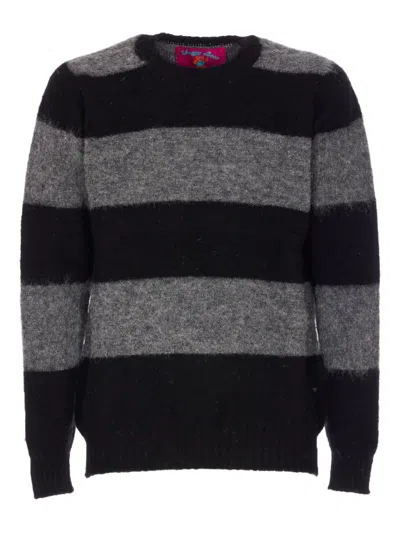 Howlin' Shaggy Bear Striped Crewneck Sweater In Black