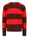 Howlin' Striped Crewneck Sweater Long Sleeves In Brown