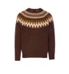 Howlin' Geometric Pattern Crewneck Sweater Long Sleeves In Brown