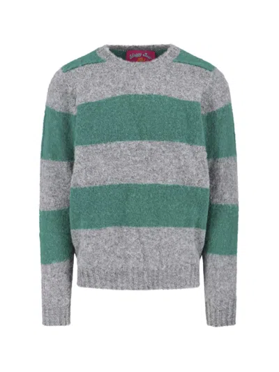 Howlin' Striped Crew Neck Long Sleeve Sweater In Gray