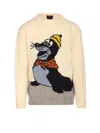 Howlin' Cartoon Graphic Crewneck Sweater With Long Sleeves In Brown