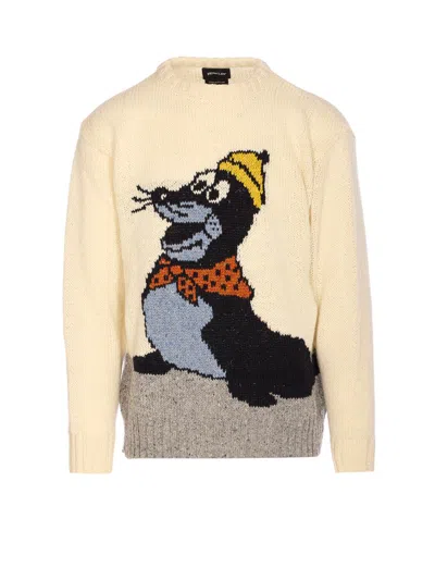 Howlin' Cartoon Graphic Crewneck Sweater With Long Sleeves In Brown