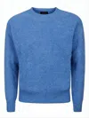 Howlin' Textured Medium Blue Wool Crew Neck Sweater In Blue
