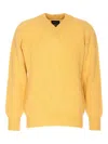 Howlin' Long Sleeve V-neck Sweater With Ribbed Cuffs And Hem In Orange