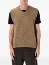 Howlin' Sleeveless V Neck Ribbed Knit Vest In Brown