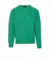 Howlin' Vibrant Green Wool Sweater With Classic Crew Neckline In White