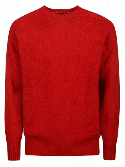 Howlin' Vibrant Red Wool Sweater With Crew Neckline And Ribbed Details