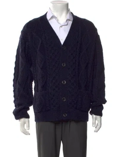 Pre-owned Howlin' Wool Tweed Pattern Cardigan In Blue