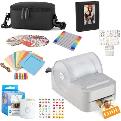 Hp Sprocket Panorama Instant Label Printer & Photo Printer Gift Bundle In Gray