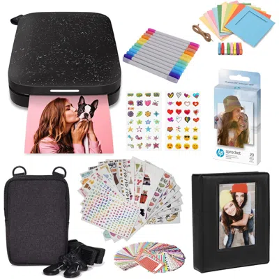 Hp Sprocket Portable 2x3" Instant Photo Printer & Accesories Starter Bundle In Black
