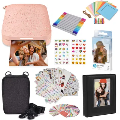 Hp Sprocket Portable 2x3" Instant Photo Printer & Accesories Starter Bundle In Pink
