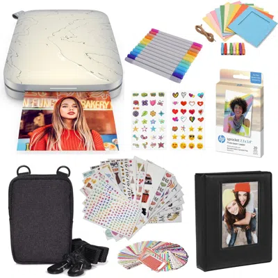 Hp Sprocket Select Portable Instant Photo Printer 2.3x3.4 (eclipse) And Accessories Starter Bundle In Blue