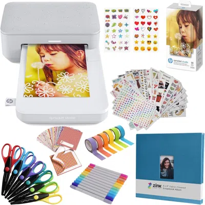 Hp Sprocket Studio Plus 4x6" Instant Photo Printer, Photo Album & Accessories Bundle In White