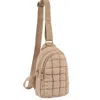 Hr Corp Women's Metro Muse Puffy Quilted Nylon Sling Crossbody Bag In Tan
