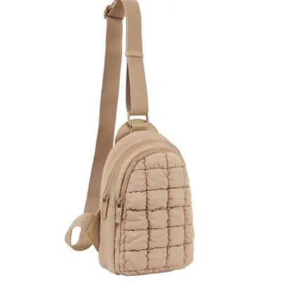 Hr Corp Women's Metro Muse Puffy Quilted Nylon Sling Crossbody Bag In Tan In Multi