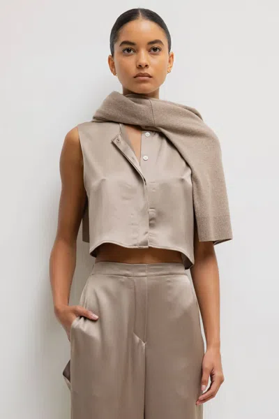 Leset Barb Crewneck Vest In Liquid Bronze