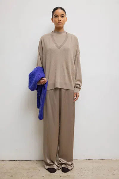 Leset Barb Wide Leg Trouser In Liquid Bronze