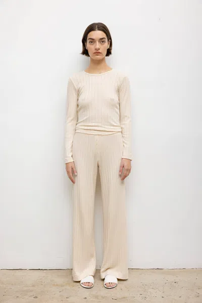 Leset Pointelle Boxer Pant In Creme