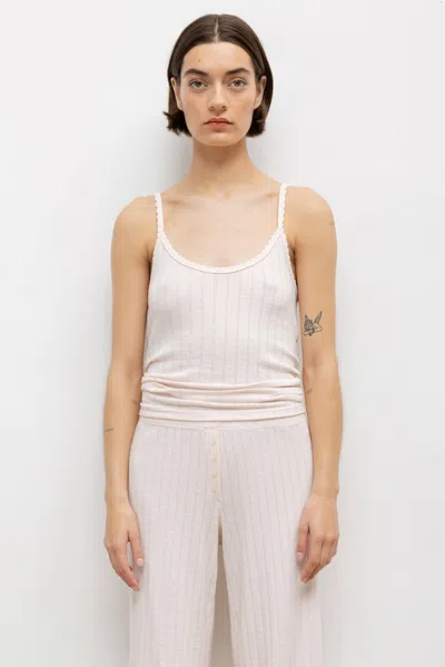Leset Pink Pointelle Tank Top In Petal