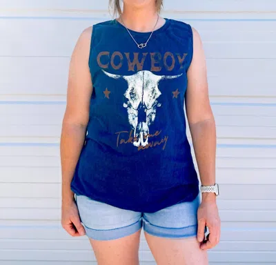 Hrt & Luv Cowboy Tank Top In Mineral Navy In Multi
