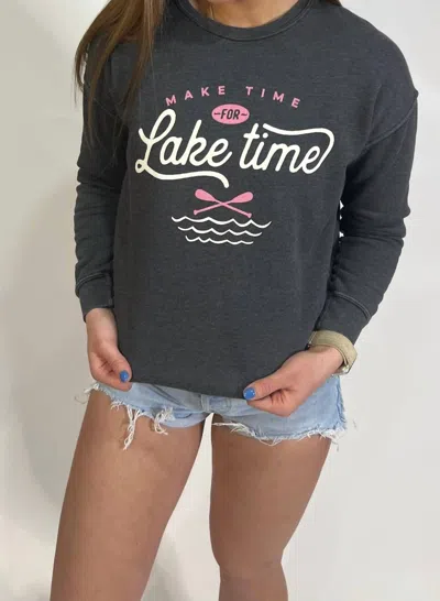 Hrt & Luv Make Time For Lake Time Sweatshirts In Mineral Black