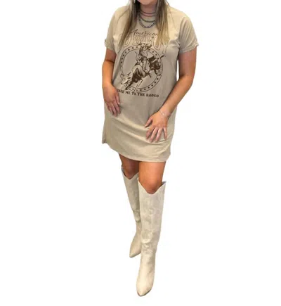 Hrt & Luv Take Me To The Rodeo Tee Dress In Taupe In Grey