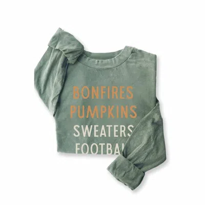 Hrt & Luv Unisex - Bonfire Pumpkins Football Longsleeve Tee In Mineral Sage In Multi