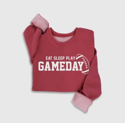 Hrt & Luv Women's Eat Sleep Play Gameday Mineral Sweatshirt In Red