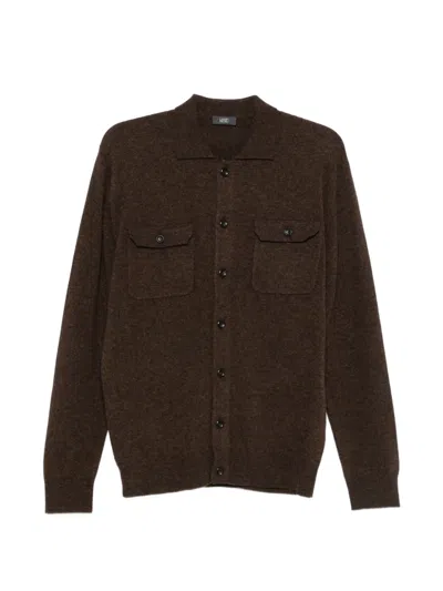 Hōsio Button-up Chest-pocket Cardigan In Brown